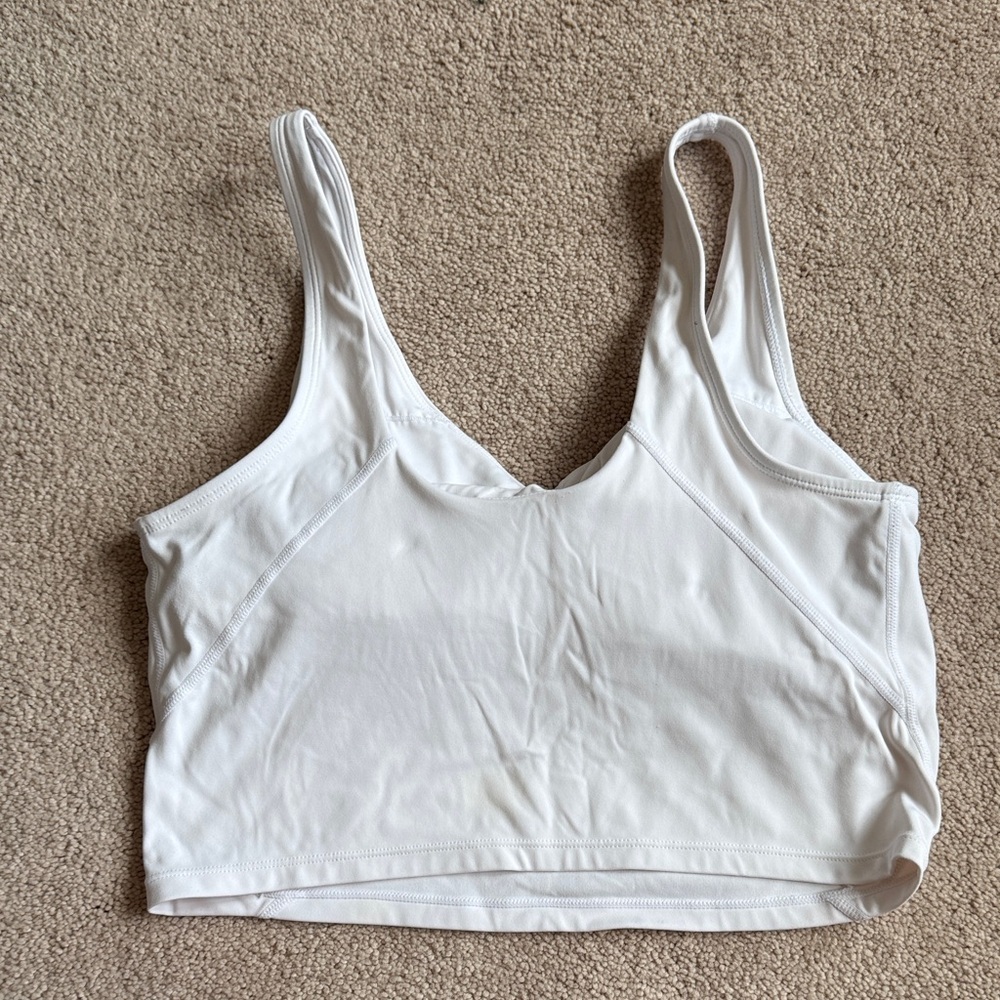 White V-Neck Sports Bra/Crop Tank - Picture 2 of 4